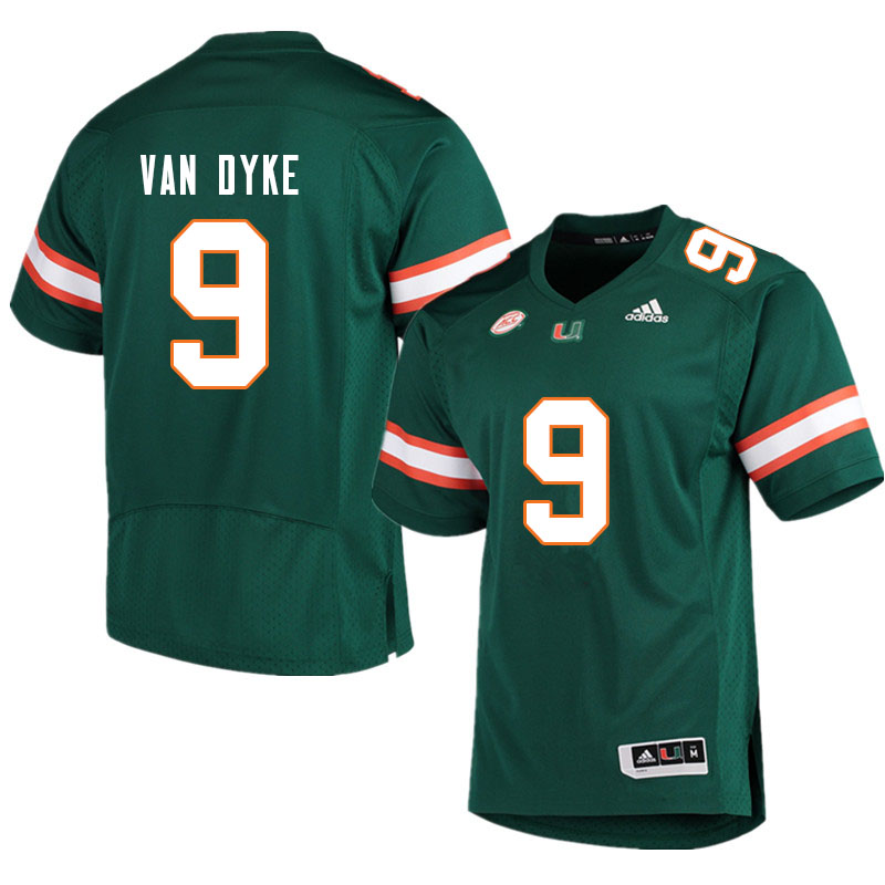 Men #9 Tyler Van Dyke Miami Hurricanes College Football Jerseys Sale-Green - Click Image to Close